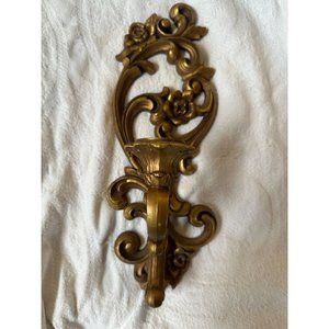 Vintage HOLLYWOOD REGENCY HOMCO Rococo CANDLE SCONCE 4118 GOLD TONE